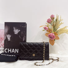 Load image into Gallery viewer, Chanel microchip black caviar WOC, wallet on chain, with gold hardware
