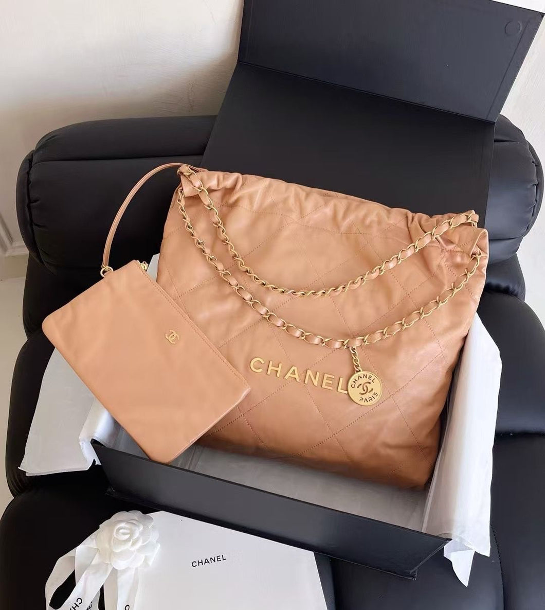 Chanel 22 medium caramel, gold hdw