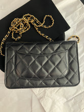 Load image into Gallery viewer, Chanel microchip black caviar WOC, wallet on chain, with gold hardware (no box)
