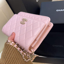 Load image into Gallery viewer, Chanel 22s pink caviar wallet on chain (woc)
