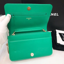 Load image into Gallery viewer, Chanel green caviar boy woc, gold hdw
