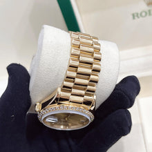Load image into Gallery viewer, Rare Vintage Rolex Day-Date 18048 36mm 18K Yellow Gold Diamond Champagne Dial Watch
