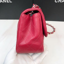 Load image into Gallery viewer, Chanel mini red caviar square, silver hdw
