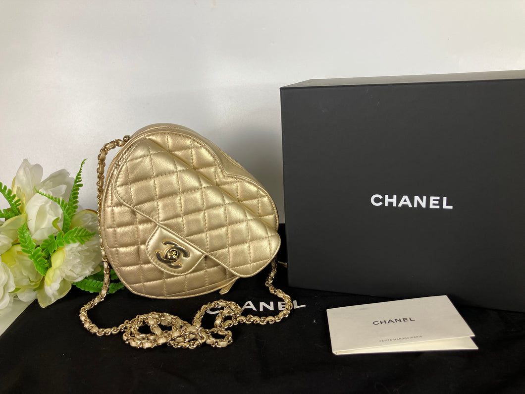 Chanel 22s Gold large heart bag, with gold hdw