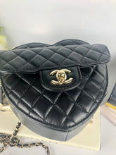 Load image into Gallery viewer, Chanel black 22s large cc in love heart bag, gold hdw
