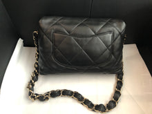 Load image into Gallery viewer, Chanel 30 series small black lambskin woven logo flap with gold hdw
