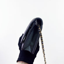 Load image into Gallery viewer, Chanel black iridescent caviar wallet on chain, woc with large CC logo
