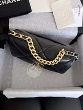 Load image into Gallery viewer, Chanel small black lambskin 19, with mixed gold hdw
