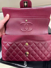 Load image into Gallery viewer, Chanel 2023 burgundy caviar classic flap, gold hdw
