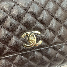 Load image into Gallery viewer, Chanel brown caviar coco handle medium with gold hdw.
