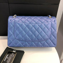 Load image into Gallery viewer, Chanel 27 series blue iridescent caviar jumbo, gold hdw
