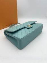 Load image into Gallery viewer, Chanel Tiffany blue medium caviar classic flap, light gold hdw
