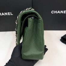 Load image into Gallery viewer, Chanel 25 series green medium caviar, silver hdw
