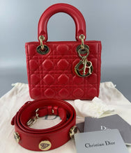 Load image into Gallery viewer, Lady Dior small red with gold hdw
