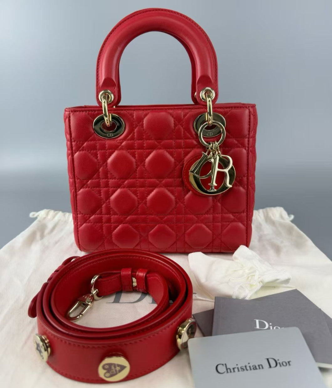 Lady Dior small red with gold hdw