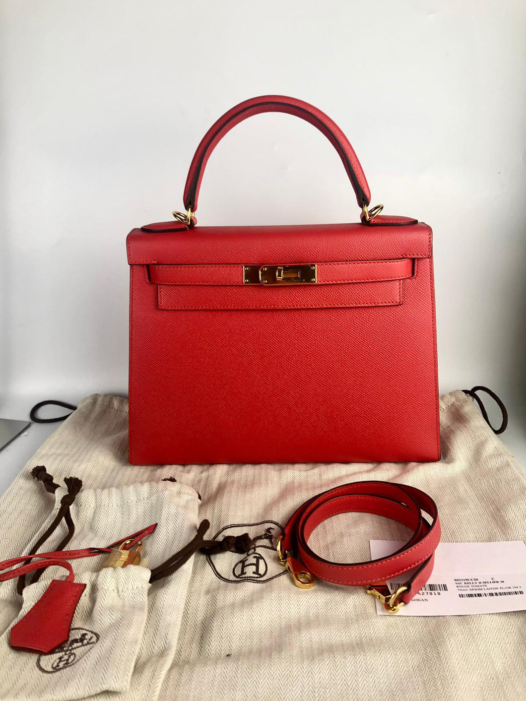 Hermes Kelly 28, rouge tomate gold hdw