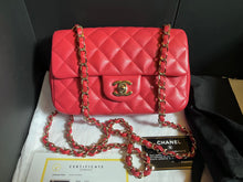 Load image into Gallery viewer, Chanel red/pink mini lambskin rectangular, gold hdw
