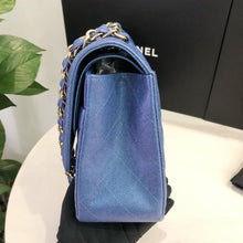 Load image into Gallery viewer, Chanel 27 series blue iridescent caviar jumbo, gold hdw
