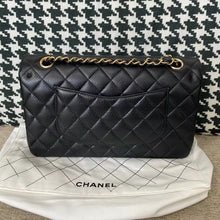 Load image into Gallery viewer, Chanel black caviar medium classic flap, gold hdw, microchip
