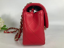 Load image into Gallery viewer, Chanel red / pink mini lambskin, gold hdw
