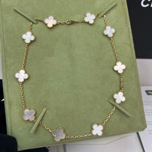 Load image into Gallery viewer, Van Cleef &amp; Arpels white mother of pearl 10 motif 18k gold vintage Alhambra necklace
