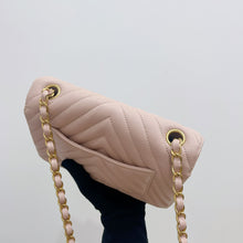 Load image into Gallery viewer, Chanel pink mini calfskin chevron, with gold hdw
