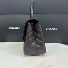 Load image into Gallery viewer, Chanel brown caviar coco handle medium with gold hdw.
