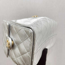 Load image into Gallery viewer, Chanel 25 small in rare silver caviar, aged gold hdw
