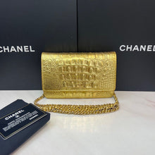 Load image into Gallery viewer, Chanel gold croc woc (wallet on chain) Egyptian collection
