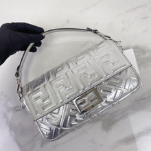 Load image into Gallery viewer, Fendi medium baguette silver with strap
