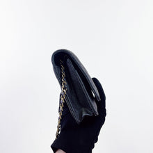 Load image into Gallery viewer, Chanel black iridescent caviar wallet on chain, woc with large CC logo

