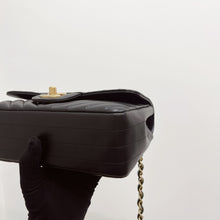 Load image into Gallery viewer, Chanel black mini calfskin chevron, with gold hdw

