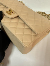 Load image into Gallery viewer, Chanel beige caviar medium classic flap, gold hdw
