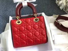 Load image into Gallery viewer, Lady Dior small two tone burgundy red cannage lambskin, with gold hdw 2024
