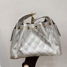 Load image into Gallery viewer, Chanel 25 small in silver caviar, aged gold hdw
