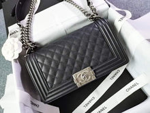 Load image into Gallery viewer, Chanel old medium black boy, silver hardware
