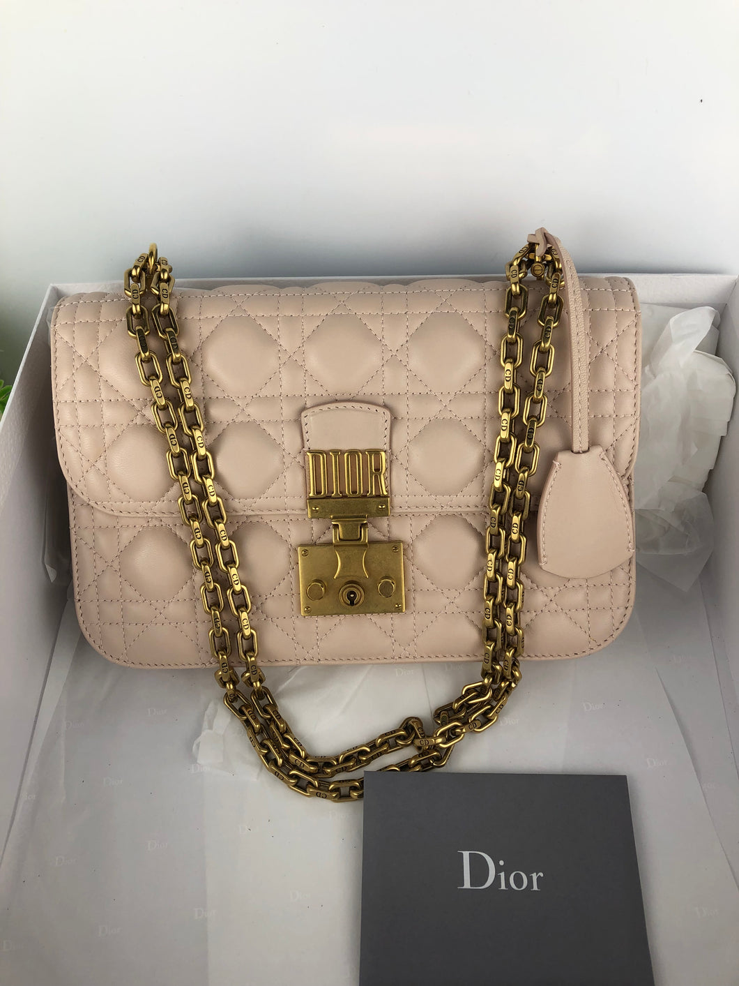 Dior cannage dioraddict in beige, with gold brass hdw