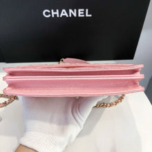 Load image into Gallery viewer, Chanel square pearl pink caviar woc (wallet on chain) gold hdw
