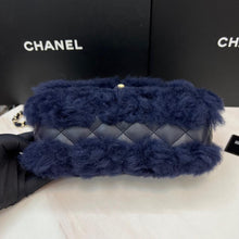 Load image into Gallery viewer, Chanel blue shearling small flap with gold hdw
