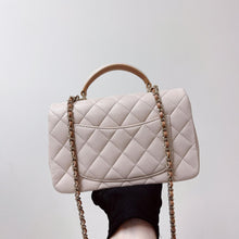 Load image into Gallery viewer, Chanel 23p mini top handle rectangular, ecru caramel bi-color, light gold hdw
