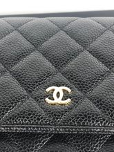 Load image into Gallery viewer, Chanel chip black caviar wallet on chain woc, gold hdw
