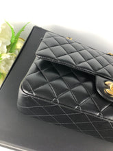 Load image into Gallery viewer, Chanel 31 series black lambskin medium flap, gold hdw
