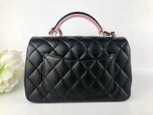 Load image into Gallery viewer, Chanel 23p black / pink two tone mini top handle, light gold hdw
