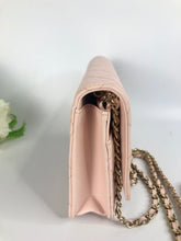 Load image into Gallery viewer, Chanel 22s light pink caviar wallet on chain (WOC) with light gold hdw

