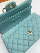 Load image into Gallery viewer, Chanel Tiffany blue medium caviar classic flap, light gold hdw
