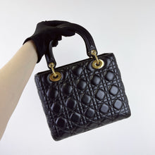 Load image into Gallery viewer, Lady Dior black medium lambskin, gold hdw
