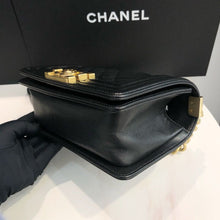 Load image into Gallery viewer, Chanel small black caviar boy bag, with gold hdw
