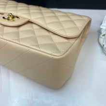 Load image into Gallery viewer, Chanel beige caviar double flap jumbo, gold hdw
