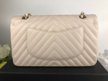 Load image into Gallery viewer, Chanel 18b ivory chevron caviar medium classic with light gold hdw
