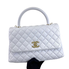Load image into Gallery viewer, Chanel medium grey caviar coco handle, light gold hdw.

